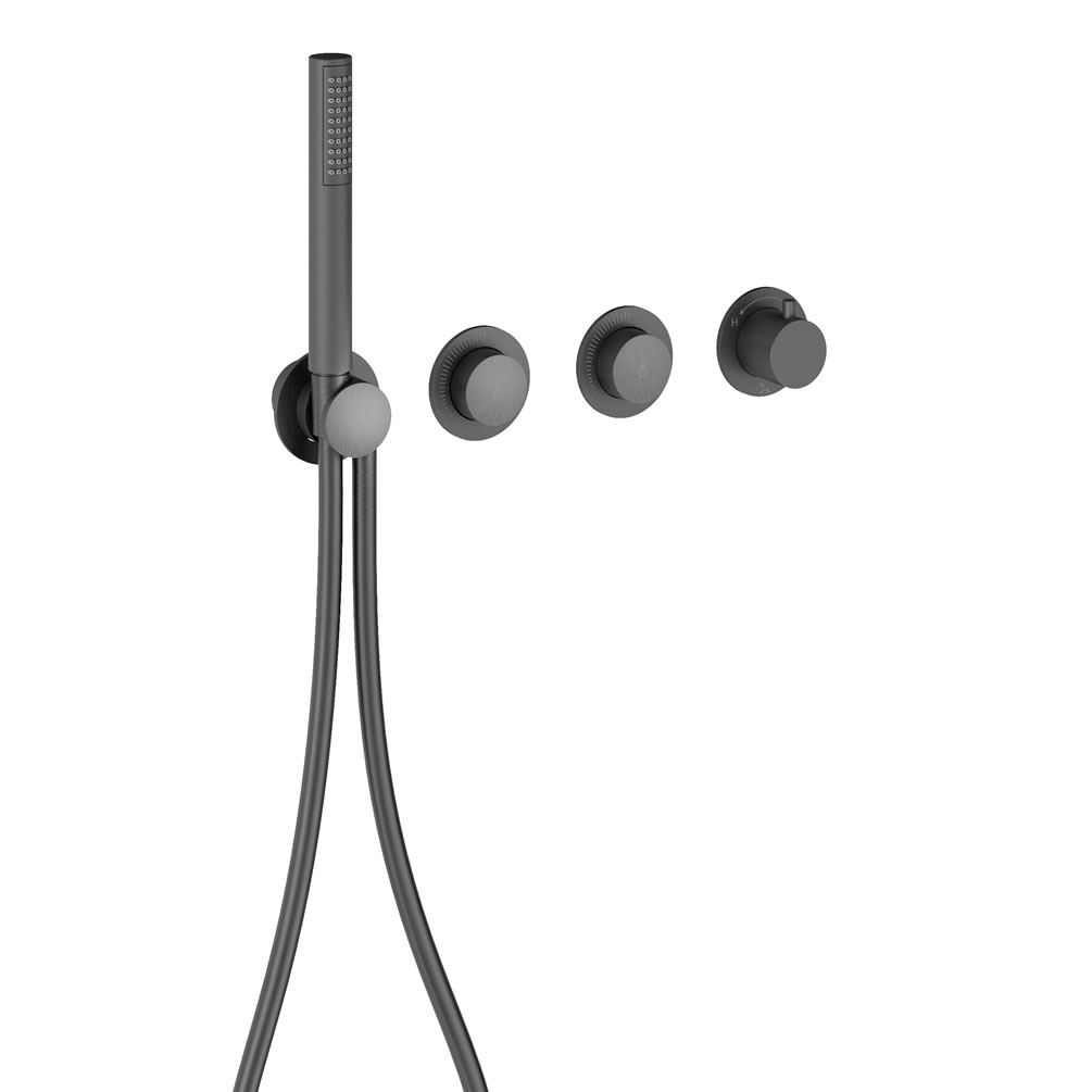 Cutout image of Crosswater Module Push Slate Dual Outlet Shower Valve & Handset